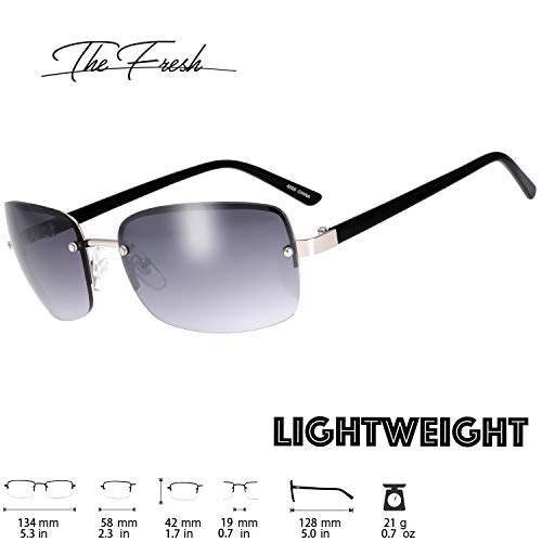 Image of Minimalist Semi-rimless Rectangular Sunglasses for Men Women - Exquisite Packaging