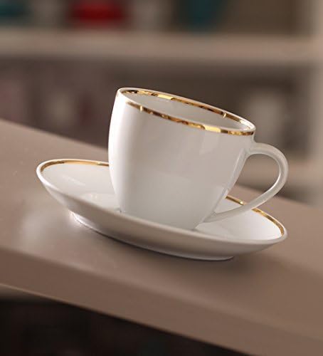 ivook Tableware Serving White Dotted Tea Coffee Cups Saucer Set 12 Pcs