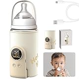 Tragbarer Flaschenwärmer Baby,8000 mAh Drahtloses Milchwärmer mit Intelligenter Temperaturkontrolle, 6 Einstellbare Temperatur, Portable Baby Bottle Warmer Travel, LCD Display