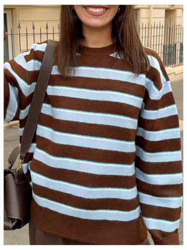 Image of MakeMeChic Women's Striped Sweaters Halloween Vintage Grandpa Sweaters