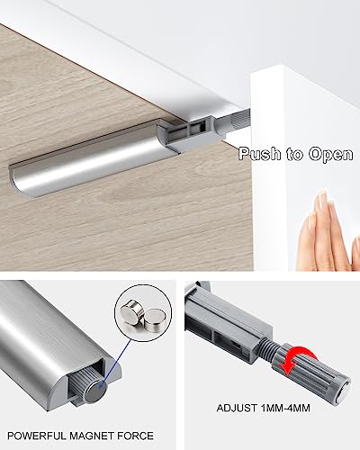 Push to Open Türöffner Jiayi 4 Stück Drucktüröffner Schrank Türöffner Push Open Magnet Tip On für Türen Beschlag Möbel Schubladen Drucköffner Schranktür Magnetschnäpper Drucktüröffner Druckschnapper