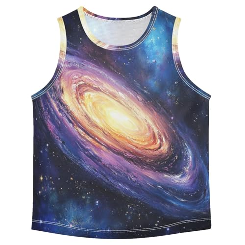 Boys Tank Top Shirts Galaxy Watercolor Sleeveless T-Shirts Crew Neck for Kids Clothing Children