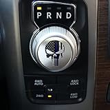 HANNHAI Gear Shift Switch Knob Cover Aluminium Dial Shifter Trim Plate for Dodge Ram 1500/2500, Dodge Durango, Chrysler 300/200/Pacifica & Voyager (American Flag Skull B)