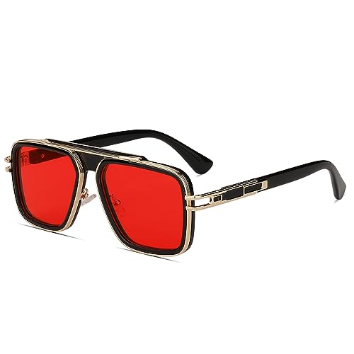 Image of Freckles Mark Trendy Retro Sunglasses for Men Women Stark Vintage Shades 70s Italian Fashion Square Metal Glasses