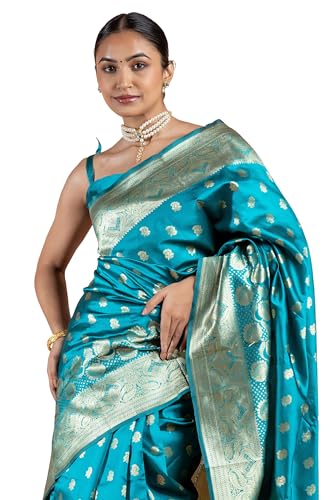 Image of Subham Women Saree Chandrakor Paithani Silk Cotton | Soft Daily Wear Golden Zari Sari with Unstitched Blouse