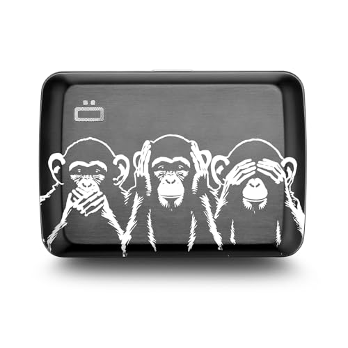 Image of OGON -DESIGNS- Aluminum card holder with metal lock, RFID protection against fraud and demagnetization, compact wallet, Smart Case OSLO model