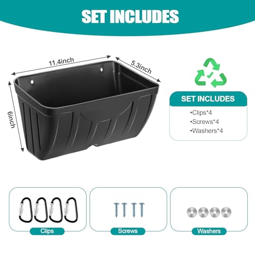 Chicken Feeder Waterer,Hanging Goat Feeders,5 Quart*2 Pack,Feeder Trough for Sheep Duck Poultry Dog, Fence Feeder Trough Livestock Feeding Container, Chicken Coop Accessories,Black