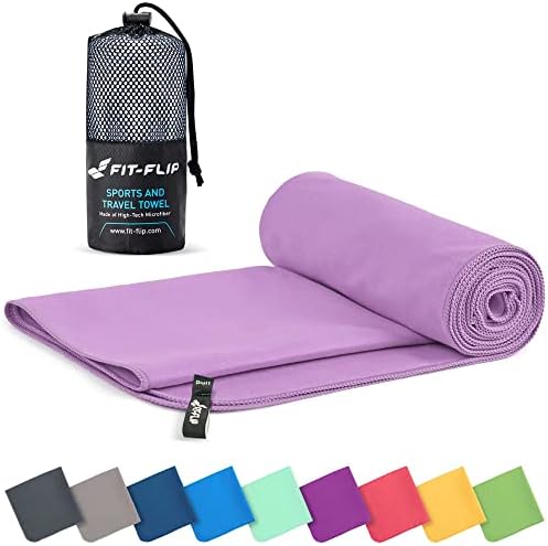 Fit-Flip Serviette Microfibre - Serviette Sport Musculation - Serviette Piscine Compacte, Ultra-légère Et Rapidement Sèche - Serviette De Bain Microfibre (60x120cm Lilas