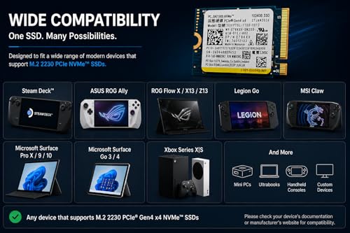 Image of 1TB M.2 NVMe SSD 7100S (OEM) Compatible with SANDISK [Key Specs: M-Key | Form Factor 2230 | PCIe Gen 4 x 4 | Read & Write Speed Up to 7250MB /s & 6900MB /s | 3D QLC NAND] | 1 Year Seller Warranty
