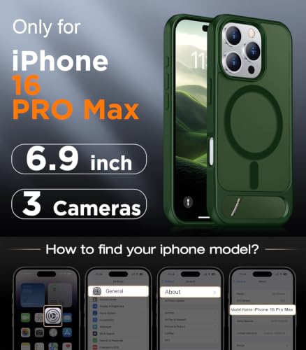 Image of Temdan Magnetic Compatible with iPhone 16 Pro Max Case, [Built-in Invisible Kickstand][Compatible with MagSafe] [Military Grade Shockproof] Slim Translucent Matte Phone Case for iPhone 16 Pro Max 6.9 inch