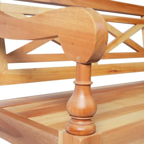 Banc Batavia marron clair en bois d'acajou massif 123 cm de large - 6