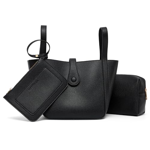 Image of NEWBELLA Women's Bucket Bag - Square Top Handle Satchel with Crossbody Strap, Shoulder Bag for Work & Daily Commute
