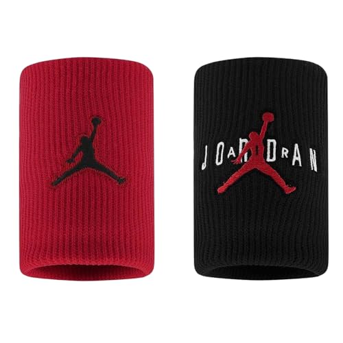 Nike Jordan Jumpman Terry Lot de 2 Bracelets Unisexes pour Adulte Rouge/Noir/Rouge Gym Taille Unique