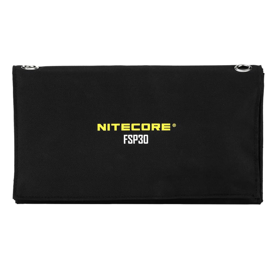 Image of NITECORE FSP30 30W Portable Solar Charger, USB-A & USB 3 Output Ports, High Efficent 4 Foldable Panels for Camping Hiking Van RV Trip Compatible with Phones and Tablets with Nitecore Sticker