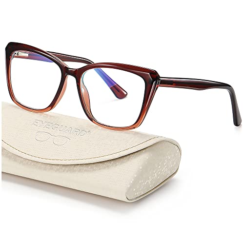 Image of EYEGUARD Blue Light Reading Glasses for Women TR90 Cat Eye Computer Eyeglasses Fashion Spring Hinge Readers