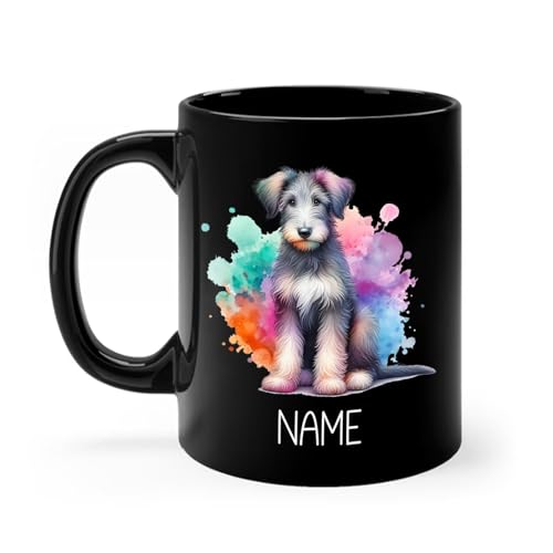 Personalized Irish Wolfhound Dog Breed Mug, Irish Wolfhound Dog Cup Gift for Birthday Christmas, Custom Colorful Pet Coffee Mug 11oz 15oz, Irish Wolfhound Dog Watercolor Black Ceramic Cups