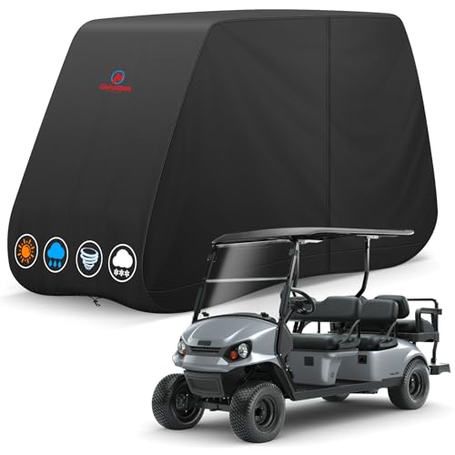 Comnova Golf Cart Cover 6 Passenger - 600D Waterproof Golf Carts Enclosure with Zipper Windproof & UV Resistant Outdoor Golf Cart Cover Universal Fit EZGO Club Car Yamaha up to 156L x 51W x 70H