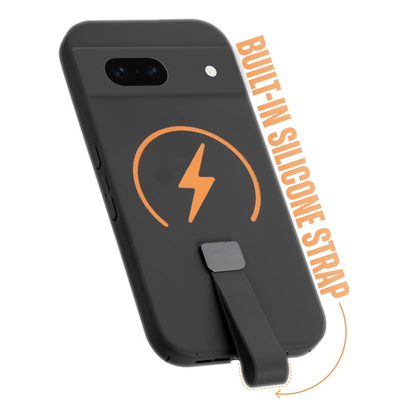 Image of Mr. Case Back Cover for Google Pixel 7 Compact and Stylish Silicon Finish Hard Back | Integrated Grip Strap | Wireless Charging Support - Black
