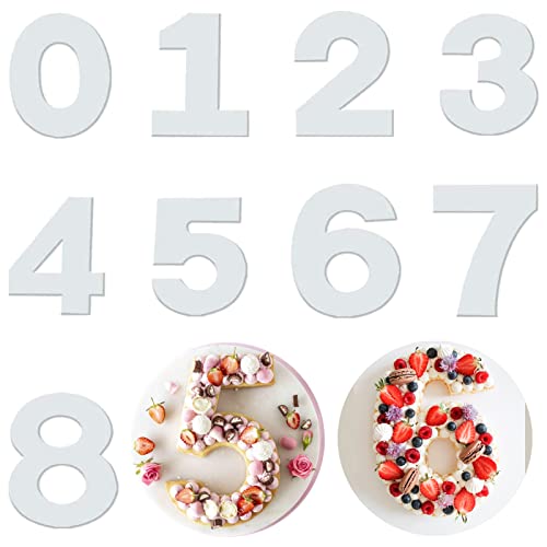 Kuchenform 0-8 Zahlen Set, Kuchen Zahlenform, Zahlen Kuchenform, Torte Zahlen Vorlage, Zahlenform Kunststoffschablonen, Zahlen zum Backen 0-9 Große Anzahl, Back Kuchen Form für Geburtstag, 10 Zoll