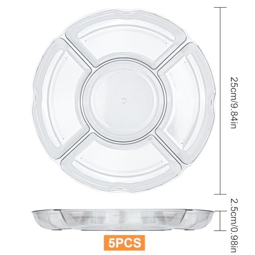 Plateau à compartiments réutilisable et transparent pour fête x5