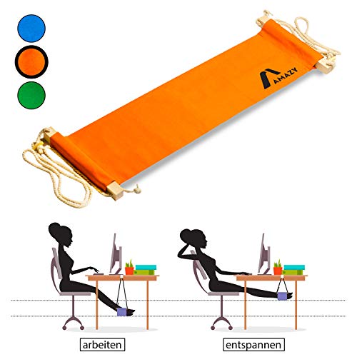 Amazy Reposapiés de oficina – Práctica hamaca para pies para hogar y oficina – Hamaca para escritorio para trabajar de manera más cómoda (Naranja)