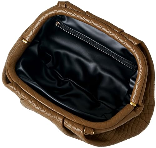 Image of Women's Woven Evening Bag Ruched Dumpling Clutch Purse Detachable Chain Crossbody Bag