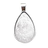 20 Teardrop oval Pendant Trays -Silver Color - 20X30mm - Pendant Blanks Cameo Bezel Settings Photo Jewelry - Deannassupplyshop