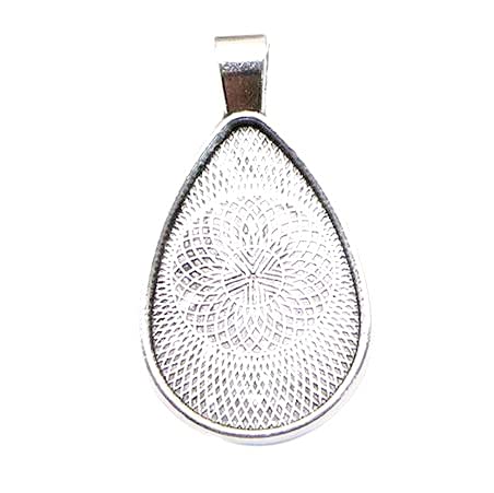 20 Teardrop Oval Pendant Trays -Silver Color - 20X30mm - Pendant Blanks Cameo Bezel Settings Photo Jewelry - Deannassupplyshop