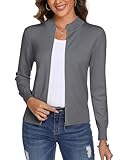 Picture of Totatuit Zip Up Casual Lightweight Knitted Sweater Outerwear with Zipper Crewneck Sweatshirts Thin Long Sleeve Jacket Fall Winter Tops Cardigan for Women Grey L