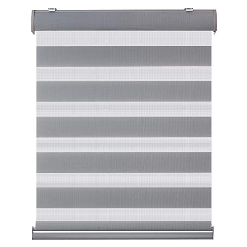 Changshade Cordless Zebra Roller Shade with Valance, Double Layered Window Blind for Day and Night, Light Filtering Window Treatment with Mesh and Opaque Fabric, 35 inches Wide, Grey RBS35GY72A - Thumbnail 7