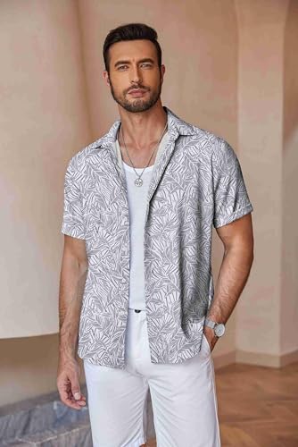 image for COOFANDY Men's Tropical Shirts Button Down Short Sleeve Summer Beach S