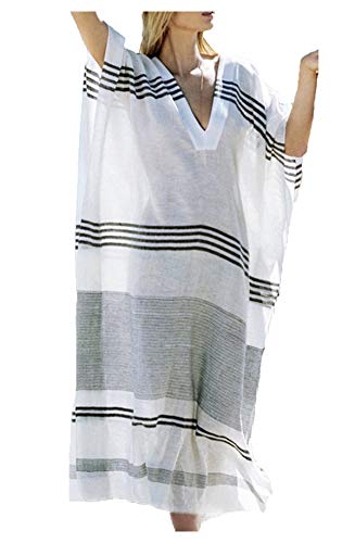 Wander Agio Womens Conservative Bikini Cover Up Beach Kimono Coverups Robe Pringting Covers 2 Color Grey