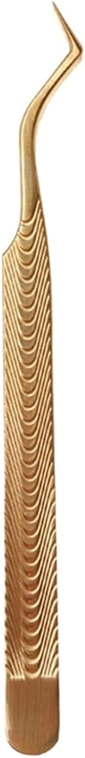 Hair Removal Tweezers Eyelashes Tweezers Superhard Tweezers Precision Anti-Static Tweezers Makeup Tools For Eyelash Extensions Tweezers(Gold) (Gold)