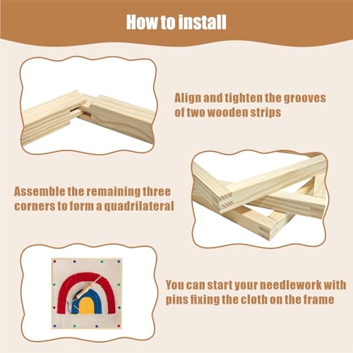 Image of 6 Sets Stretcher Bars for Needlework with 100 Tacks for Women's Birthday Gifts,3 Sizes(8,12,16 Inch) 12pcs Wooden Canvas Splicing Stretcher Bars Needlepoint Embroidery Stitch Frame Set for Crafts Art
