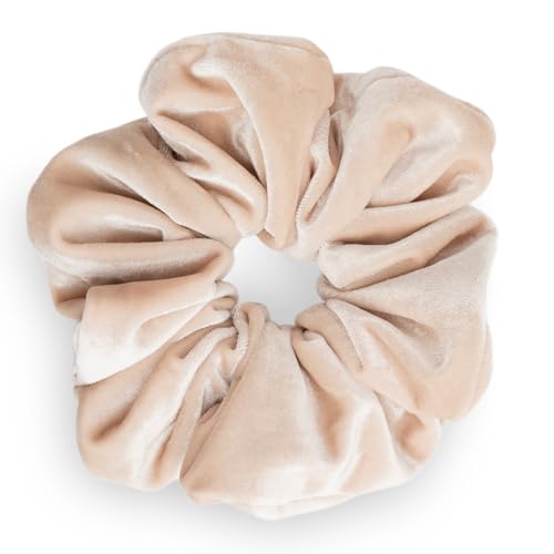 SXQLYH Haargummi Scrunchie Samt Velvet Elastics, Große Haargummi Dickes Weiches Bequemes Samthaargummi, Scrunchies Pferdeschwanz Halter Winterhaar Bobble für Damen Dickes Langes Haar (Beige)