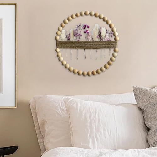 Couronne décorative murale à suspendre en bois style rustique chic 32cm - 4