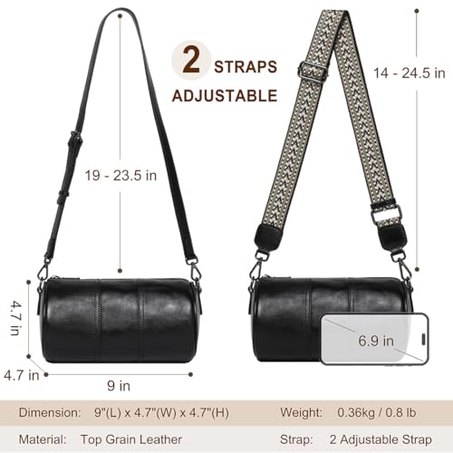 Image of COOLCY Crossbody Bags for Women Genuine Leather Soft Trendy Circle Cross Body Shoulder Bag Designer Cylinder Purses handbags