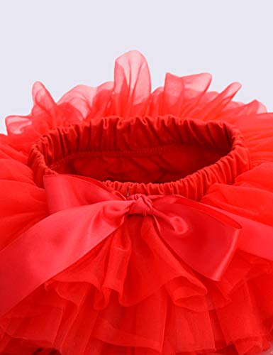 Baby Girls Tutu Bloomers Diaper Cover Cotton Tulle Bloomers and Headband Set Red 1-2 Years