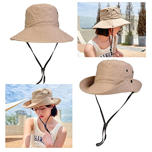 NiceYnn Bucket Foldable Garden Outdoor Safari Hat UPF 50 Wide Brim Summer UV Protection Sun Hats Fishing Walking Hiking Boonie Cap for Men Chin Strap - Image 2