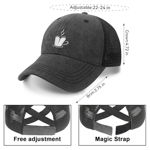 Gorra Ponytail para Mujer, Ajustable, Negra miniatura 3