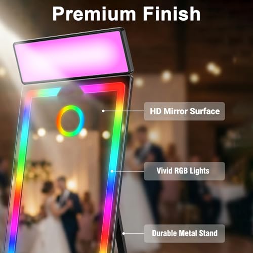 Magic Mirror Photo Booth 65“ with Camera and Printer,43'' Interactive Touch Screen Mirror Photo Booth with RGB Mood Light,Instant Print and Share for Professional Party Photography - Image 3