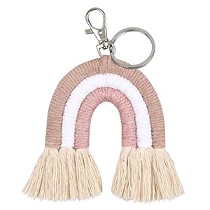 Hongtai Wevende regenboog sleutelhangers voor vrouwen handgemaakte sleutelhouder sleutelhanger macrame tas charme auto hangende sieraden geschenken (Color : KEY44)
