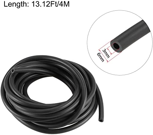 XYWHPGV Black Line Hose Tube, 3mm(1/8\") ID x 6mm(15/64\") OD 13.12Ft/4M NBR lubricating Oil Water Hose Engine Pipe Tubing(2de17 ab25a d9dbb ea397 6e23d 85a33