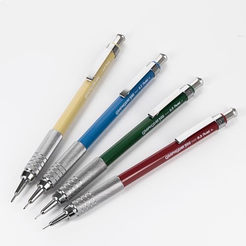 Pentel GraphGear 500 Limited Edition Mechanical Pencil, Classic Colors Box Set, 0.3, 0.5, 0.7, 0.9mm point sizes included, Box of 4 Pencils (PG520RBXSET) image 3