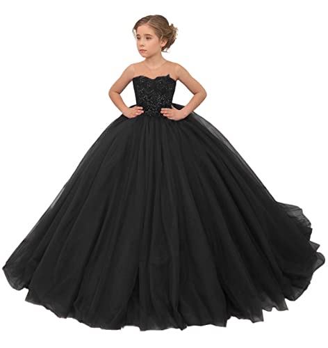 Lovely Tulle Flower Girl Dress for Wedding Kids Beaded Princess Sleeveless Pageant Ball Gowns