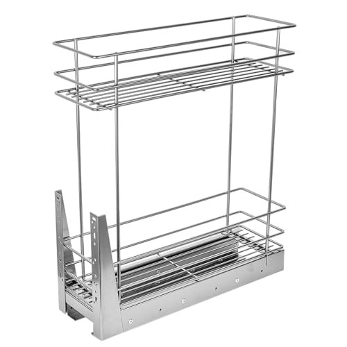 Stolmet Rangement De Cuisine Panier Coulissant À Deux Niveaux Avec Fermeture Amortie 20 cm Argent 48 x 54 x 15 cm