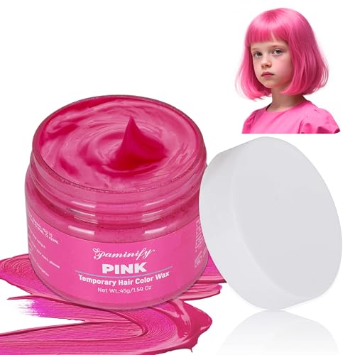 paminify Pink Temporary Hair Color Dye for Kids Girls,Washable Temporary Hair for Halloween,Instant DIY Hair Dye Coloring Gel Cream for Cosplay Carnival Sport Events Birthday Party