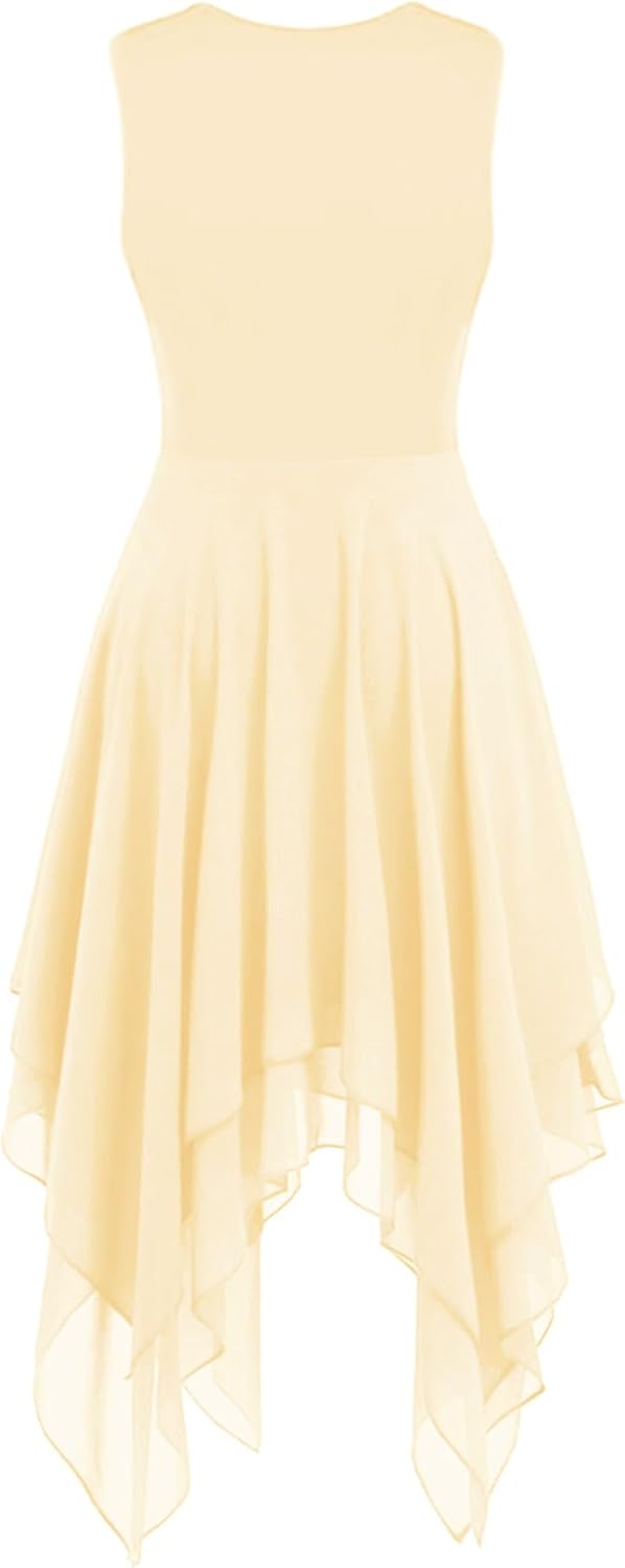 Women's Praise Dance Dress Tunic Irregular Flowy Skirt Sleeveless Worship Liturgical Lyrical Dance Costume - Image 2