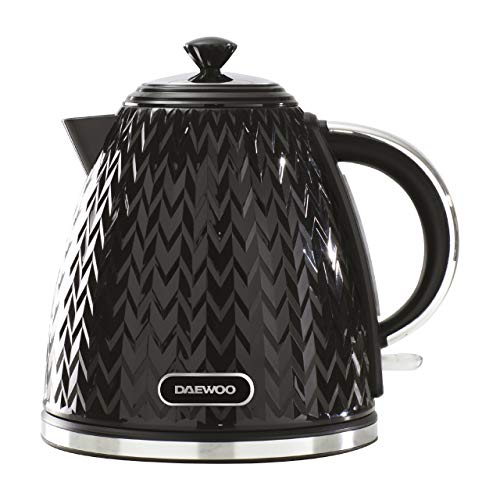 Daewoo SDA1773 Argyle Collection, 1.7L, Electric Kettle With Removable Lid and Filter For An Easy Clean, Auto Shut Off And Power Indicator For Safety, Black