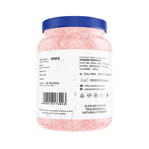 Image of VED TATVA Organic Himalayan Pink Rock Salt Powder /Sendha /Sindhav Namak - 450g Jar, Unrefined & Natural, Used for Cooking, Baking, Sprinkling, Fermenting, Marinating
